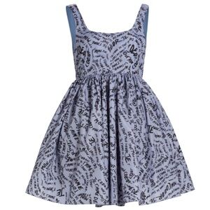 cinq a sept Light Blue Script-Print Sundress